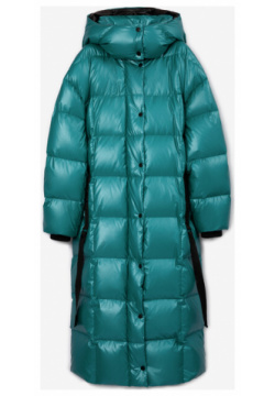 Пальто оверсайз с капюшоном зеленое GLVR (M) 