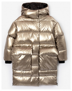 Пальто зимнее с капюшоном золотистого цвета Gulliver (152)