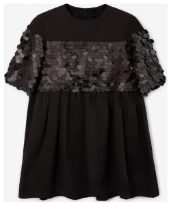 Платье с коротким рукавом и пайетками черное Gulliver (122) 