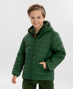 Куртка демисезонная стёганная с капюшоном зелёная детская Button Blue (146)