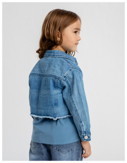 Куртка джинсовая укороченная голубая для девочки Button Blue (110)