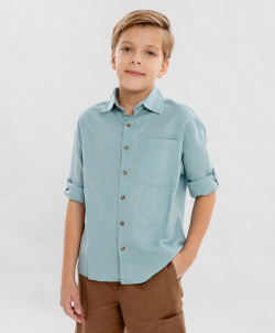 Рубашка голубая для мальчика Button Blue (110) 