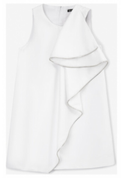 Платье туникообразной формы с архитектурным кроем белое для девочки Gulliver (128) 