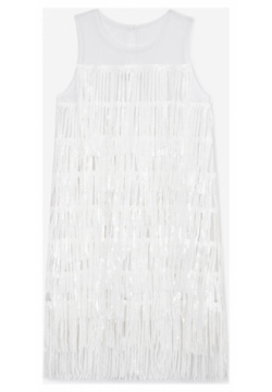 Платье с отлетными пайетками белое для девочки Gulliver (164) 