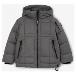 Куртка утепленная стеганая с внутренними лямками серая для мальчика Gulliver (104) 