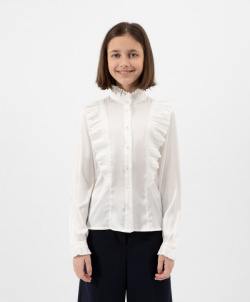 Блузка с плиссированной отделкой молочного цвета Gulliver