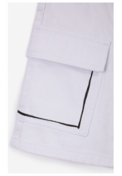 Шорты джинсовые с накладными карманами белые для девочек Gulliver (146)