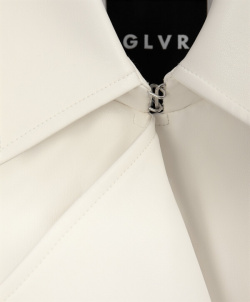 Пальто из мягкой искусственной кожи белое GLVR (S)