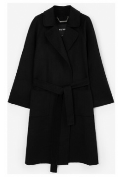 Пальто мягкой свободной формы с запахом черное GLVR (L) 