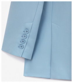 Пиджак из костюмной ткани прямой свободной формы с двумя шлицами на спинке голубой GLVR