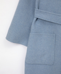 Пальто мягкой свободной формы с запахом голубое GLVR (M)