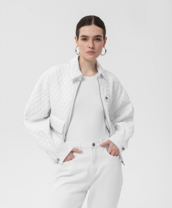 Куртка укороченная стеганая со спущенным плечом белая GLVR (XL)