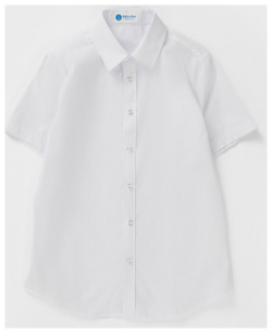 Сорочка полуприталенная с коротким рукавом белая Button Blue (140)
