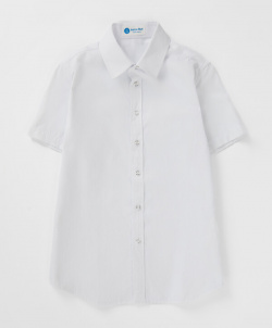 Сорочка в рубчик с коротким рукавом белая Button Blue (146)