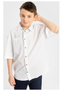 Сорочка оверсайз с коротким рукавом белая Button Blue (170) 