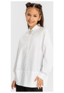 Блузка нераспашная оверсайз с длинным рукавом белая Button Blue (140)