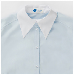Блузка укороченная с белым воротником голубая Button Blue (152)