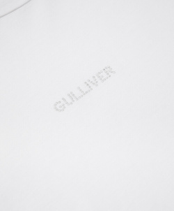 Лонгслив с отделкой стразами белый для девочки Gulliver (128)