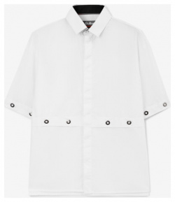 Рубашка оверсайз с люверсами белая для мальчика Gulliver (170)
