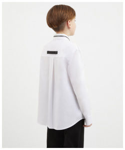 Рубашка с молнией на воротнике белая для мальчика Gulliver (158)