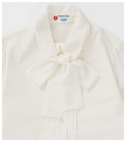 Блузка с декоративным съемным бантом молочная Button Blue (140)