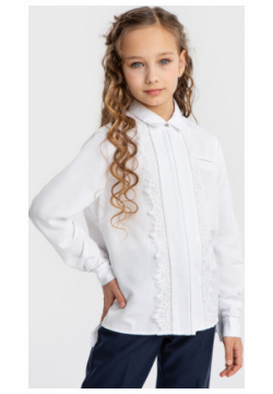 Блузка с кружевом и отложным воротником белая Button Blue 