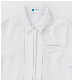 Блузка с кружевом и отложным воротником белая Button Blue (140)
