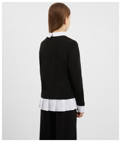 Блузка с имитацией многослойности чёрная для девочки Gulliver (158)