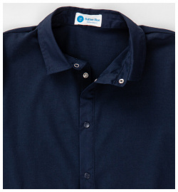Рубашка из кроеного трикотажа на кнопках синяя Button Blue (158)
