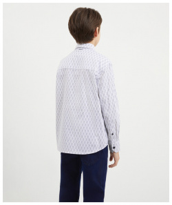 Рубашка текстильная с принтом белая для мальчика Gulliver (164)