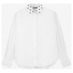 Рубашка с люверсами на воротнике белая для девочки Gulliver (164)