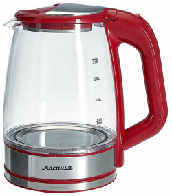 Чайник электрический Аксинья КС 1006 1 8 л серебристый  прозрачный красный