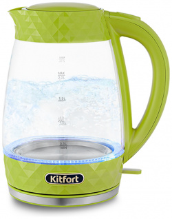 Чайник электрический Kitfort КТ 6123 2 л прозрачный  зеленый