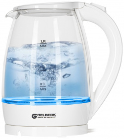 Чайник электрический Gelberk GL 472 1 8 л белый  прозрачный