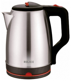 Чайник электрический Relice 1 8 л черный  красный серебристый RL 180