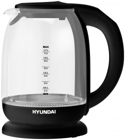 Чайник электрический HYUNDAI HYK S3809 1 7 л черный  прозрачный
