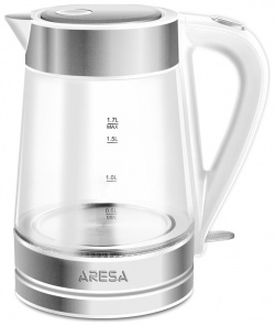 Чайник электрический Aresa AR 3440 1 7 л серебристый  прозрачный белый