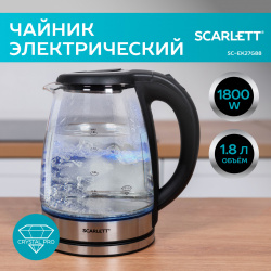 Чайник электрический Scarlett SC EK27G88 1 8 л серебристый  прозрачный черный