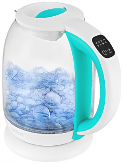 Чайник электрический Kitfort КТ 6140 3 1 7 л прозрачный  голубой белый
