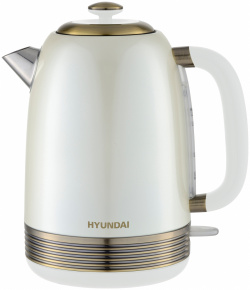 Чайник электрический HYUNDAI HYK S4500 1 7 л золотистый  белый
