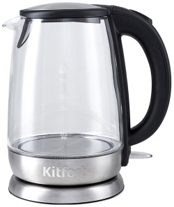 Чайник электрический Kitfort KT 619 1 7 л серебристый  черный Электрочайник