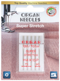 Иглы Organ супер стрейч 5/75 90 Blister для шитья из высокоэластичных