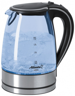 Чайник электрический Atlanta ATH 691 1 7 л прозрачный  серый