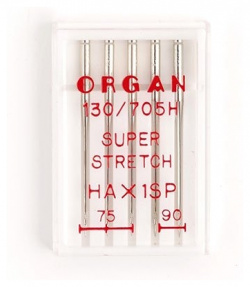 Иглы "Organ" супер стрейч №75 90 для БШМ упак 5 игл Organ СТРЧ 75 90/5 