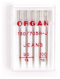 Иглы "Organ" джинсовые №90 100 для БШМ упак 5 игл Organ ДЖИНС 90 100/5 