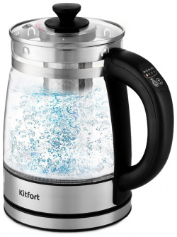 Чайник электрический Kitfort KT 6119 1 7 л серебристый  прозрачный