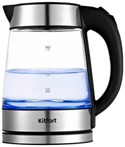 Чайник электрический Kitfort KT 6118 1 7 л серебристый  прозрачный