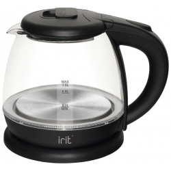 Чайник электрический Irit IR 1111 1 л черный  прозрачный