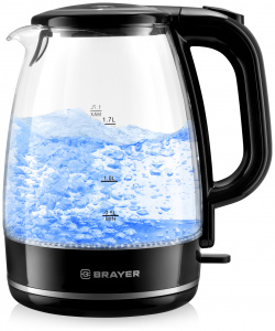Чайник электрический Brayer BR1030 1 7 л черный  прозрачный