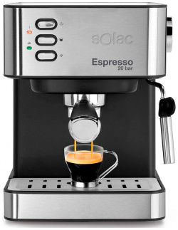 Рожковая кофеварка Solac Espresso 20 Bar серебристая  черная Давление бар